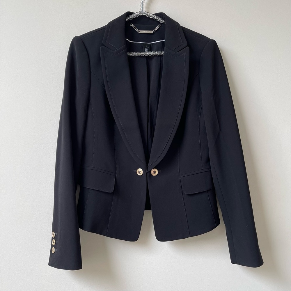 White House Black Market Soft Drape Black Washable Jacket